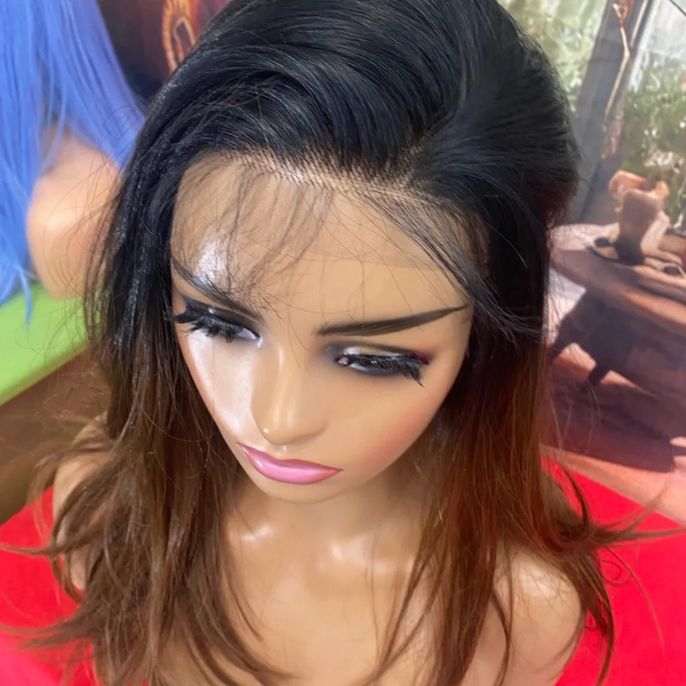 Black brunette, free part full lace front wig